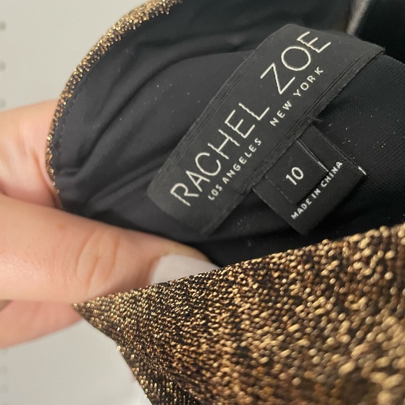 Rachel Zoe gold black metallic midi dress sz10 - Picture 6 of 7